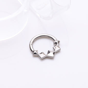 Detail View 1 of Implant Grade Titanium Square Pyramid Prism Cascade Clicker Hoop Ring